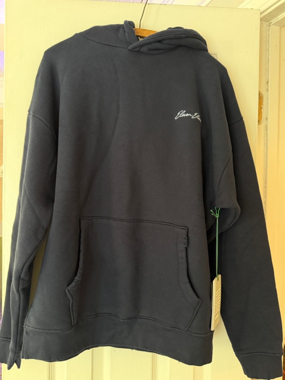 New with Tags Men's Navy Pullover Hoodie - Distressed
